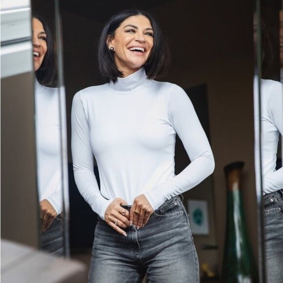 Smash + Tess Tops - Smash + Tess Turtleneck Long Sleeve Bodysuit White Size Small